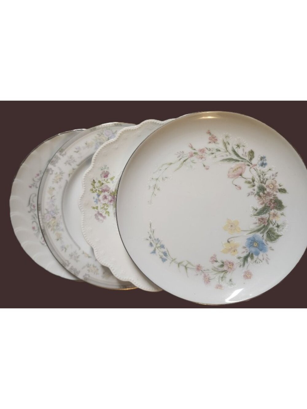 Mismatched Salad Lunch Plates 7.75" Colorful Flowers Eclectic Set Porcelain